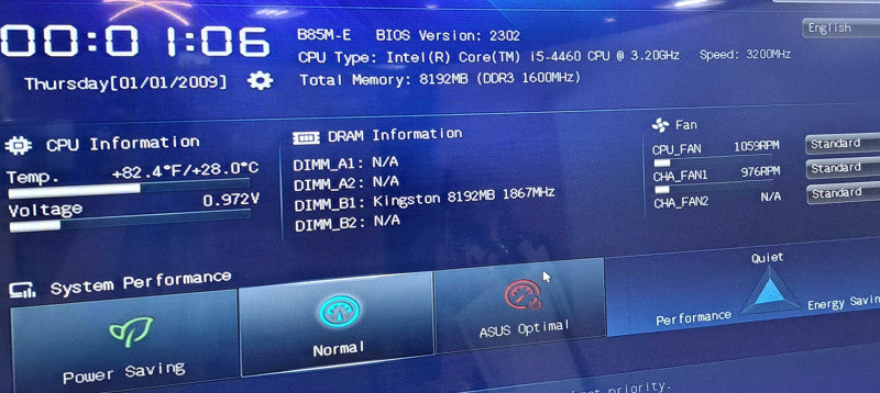 Custom PC Asus B85M-B | i5-4460 CPU| 8GB DDR3 RAM | No HDD