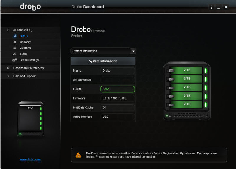 Drobo 5D DRDR5-A | 5-Bay USB3/Thunderbolt 2 Storage Array w/ 5x 2TB HDD's