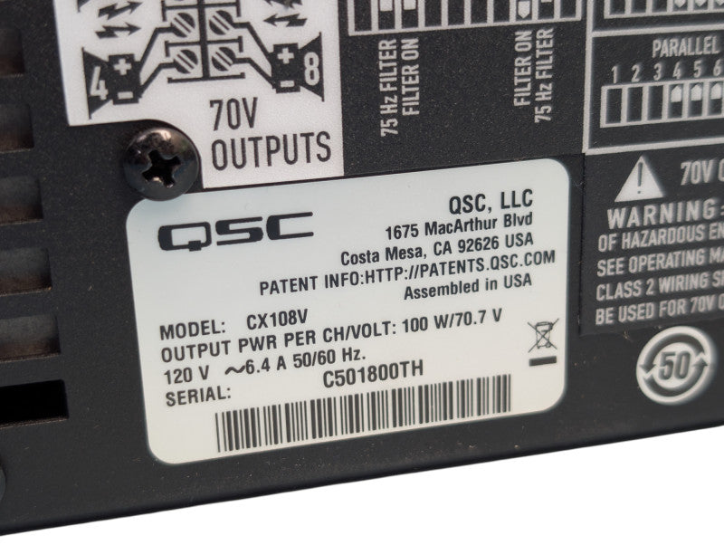 New QSC CX108V 8-Channel 70 Volt Power Amplifier -