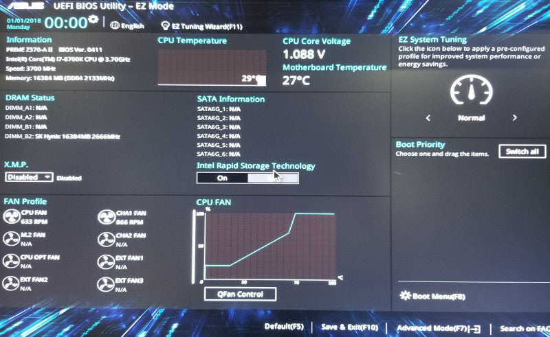 Custom PC with ASUS Z370-A II, i7-8700k CPU 3.70GHz, 16GB RAM - No HDD / OS