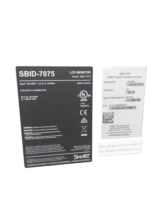70"SMART Board Interactive DisplayLCD Monitor model:SBID-7075 Touch-Screen  =