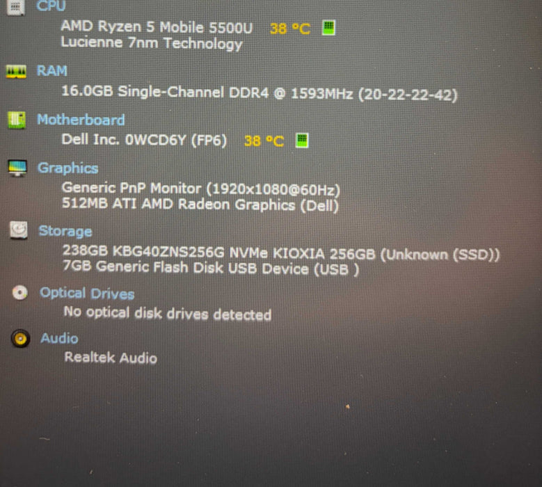 Dell Inspiron 5515 TOUCH AMD Ryzen 5 5500U 16GB RAM 256GB SSD  Lap200