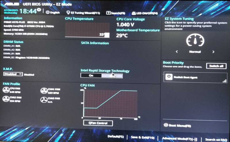 Custom Tower with ASUS H370-PLUS, i7-8700k CPU 3.70GHz, 16GB RAM - No HDD