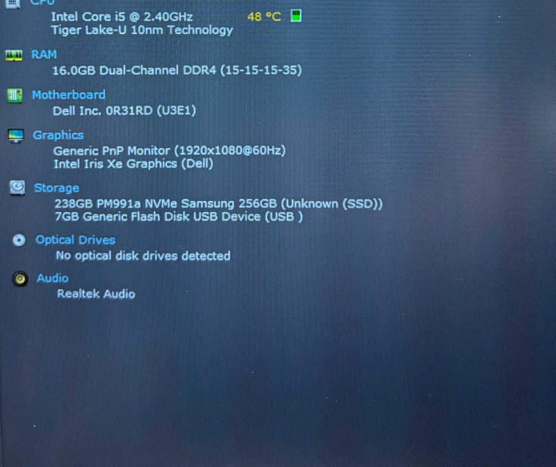 Dell Latitude 3520 Core i5-1135G7@2.4GHz 16GB RAM 256GB SSD READ!  Lap200