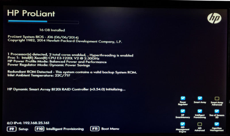 HP ProLiant MicroServer Gen8 Xeon E3-1220Lv2 16GB DDR3 B120i - No HDD