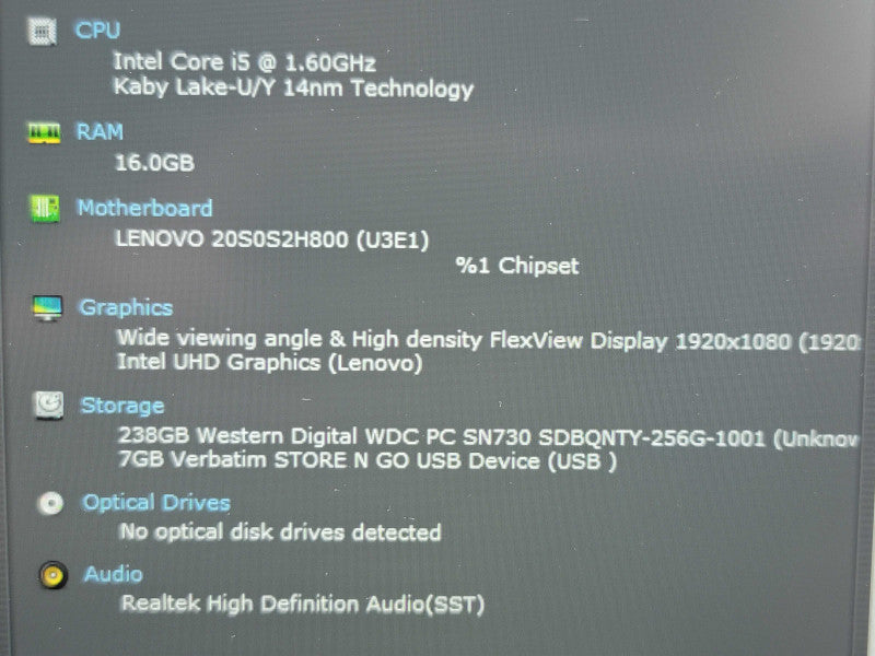 Lenovo ThinkPad T14 i5-10210U 16GB DDR4 256GB SSD NO ADAPTER β Lap200
