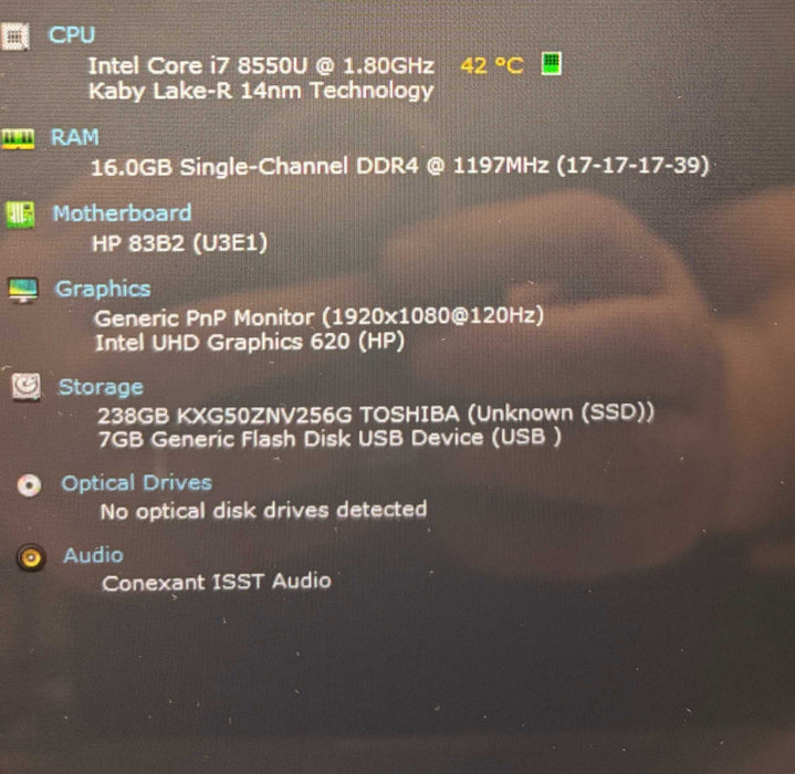 HP EliteBook 840 G5 TOUCH Core i7-8550H@1.8GHz 16GB RAM 256GB SSD  Lap200