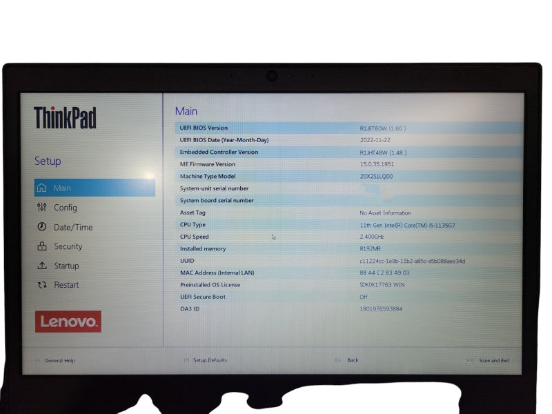 Lenovo ThinkPad L14 G2 Core i5-1135G7@2.4GHz 8GB RAM 256GB Nvme READ ! Lap200