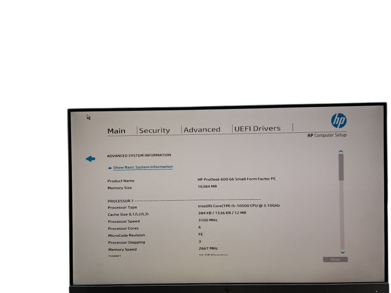 HP ProDesk 600 G6 SFF i5 - 10500 @ 3.10GHz 16GB DDR4 Ram θ