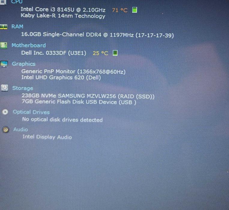 Dell Inspiron 5481 TOUCH Core i3-8145U@2.1GHz 16GB RAM 256GB SSD  Lap200