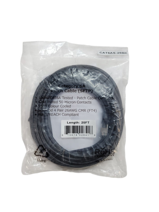 Category 6A Patch Cable (SFTP) 4-Pair 26AWG CMR (FT4) 25' %
