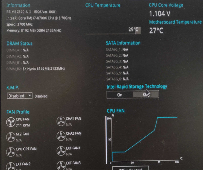 ASUS PRIME Z370-A II W/ Core i7-8700K @ 3.70GHz & 8GB DDR4