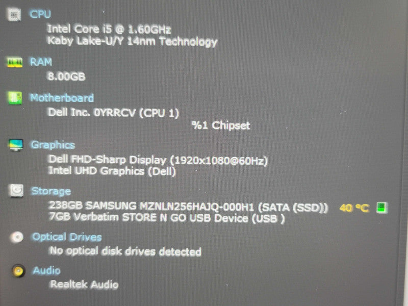Dell XPS 13 7390 i5-10210U 8GB RAM 256GB SSD NO Battery  β Lap200