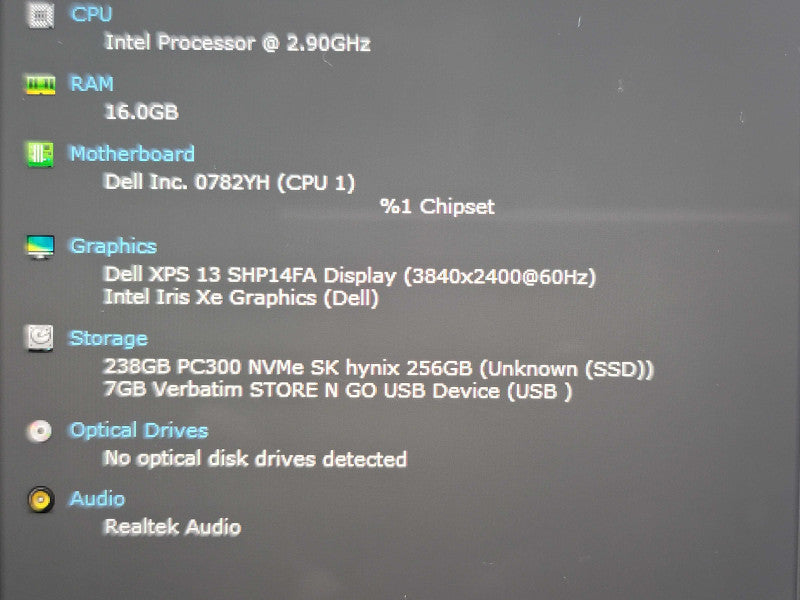 Dell XPS 13 9310 i7-1195G7 16GB RAM 256GB SSD 4K TOUCH NO BATTERY β Lap200