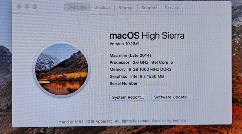 Apple Mac Mini 2014 A1347 | Core i5-4278U @2.60GHz, 8GB Ram, 256GB SSD