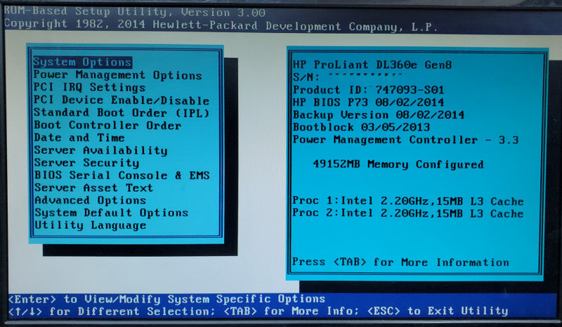 HP ProLiant DL360e Gen8 Xeon E5-2420 v2 48GB DDR3 B320i - No HDD