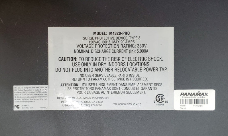 Panamax M4320-Pro BlueBolt Power Conditioner *READ*