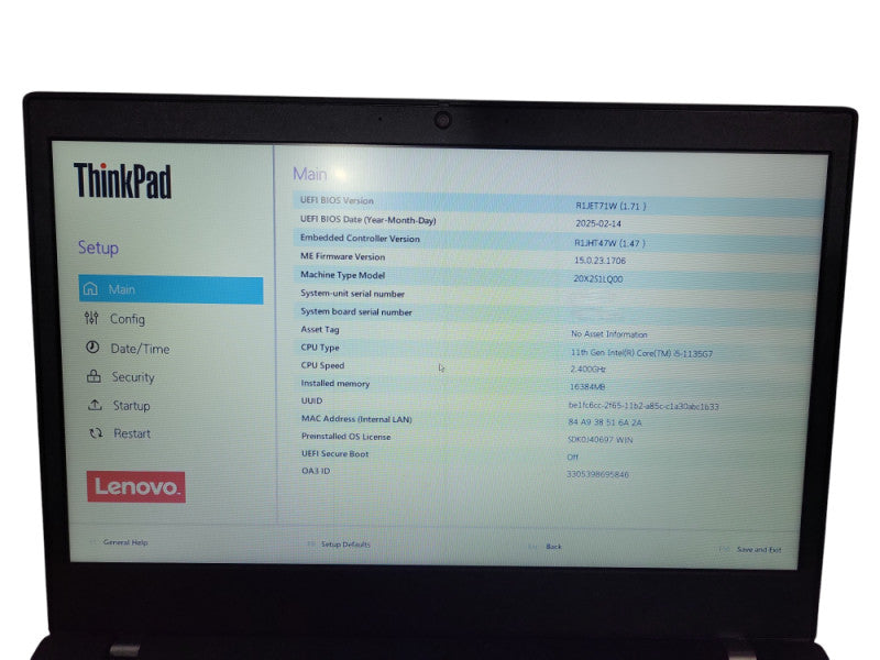 Lenovo ThinkPad L14 Gen 2 | Core i5-1135G7 @2.40GHz, 16GB DDR4, 256GB NVMe ! Lap200