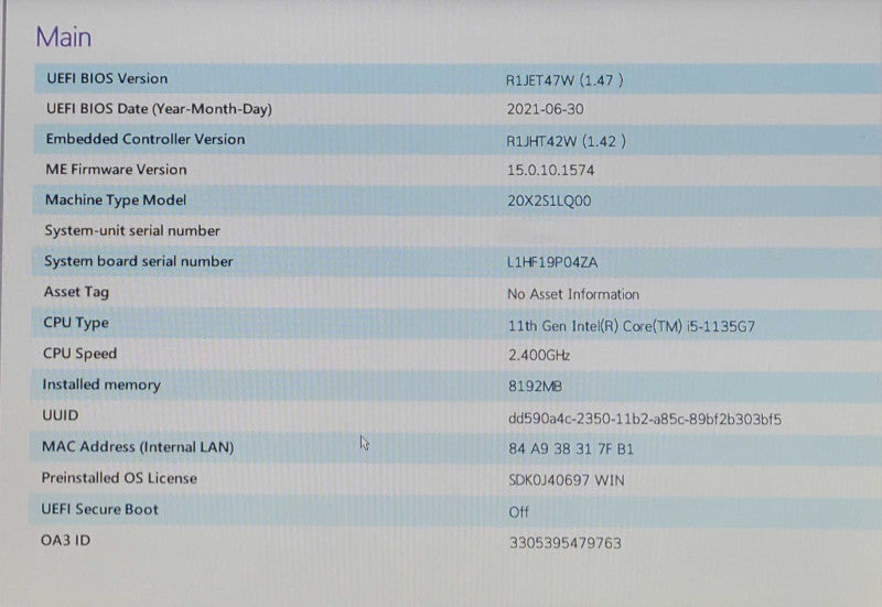 Lenovo ThinkPad L14 Gen 2 | Core i5-1135G7 @2.40GHz, 8GB DDR4, 256GB NVMe  Lap200