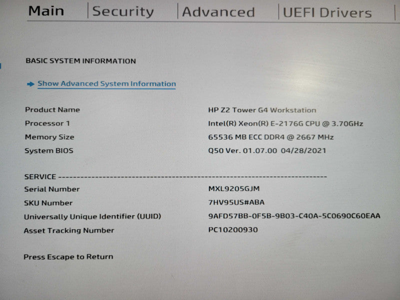 HP Z2 G4  Workstation Intel Xeon E-2176G @3.70GHz, 64GB RAM, No HDD W5100 !