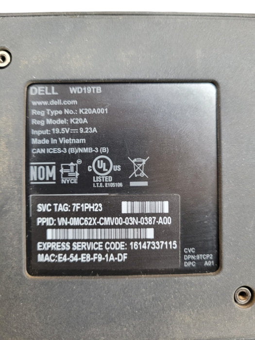 Dell WD19TB Docking Station with 180W Power Adapter Included