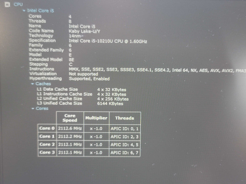 Lenovo ThinkPad E15 i5-10210U 16GB DDR4 256GB SSD NO AC ADAPTER  β Lap200