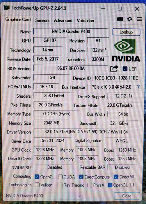 NVIDIA Quadro P400 2GB GDDR5 Graphics Card - 3x MiniDP