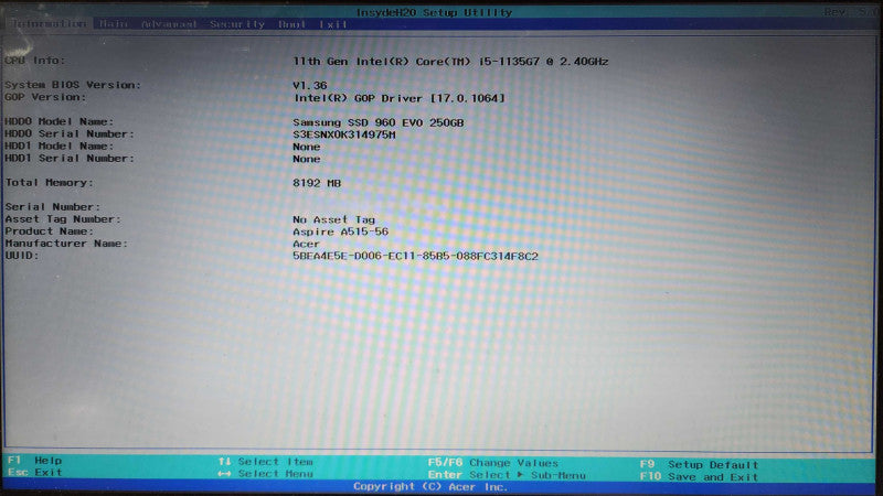 Acer Aspire 5 A515-56, i5-1135G7, 8GB DDR4, 256GB NVMe, PWR, FR Keyboard  Lap200