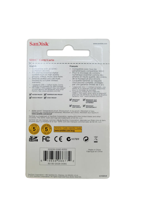 SanDisk 8GB Class 4 SDHC Card – New – Camera/Photo Storage