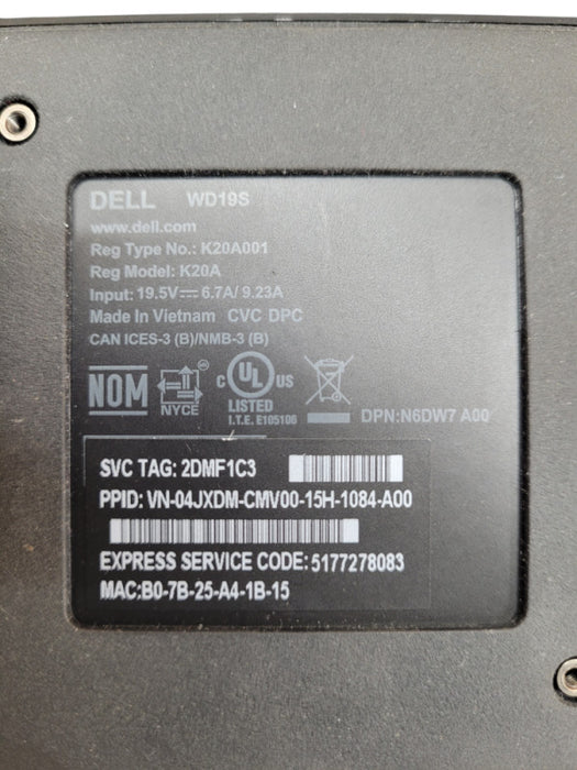 Dell WD19S Dock + 180W Adapter – USB-C, Dual Display