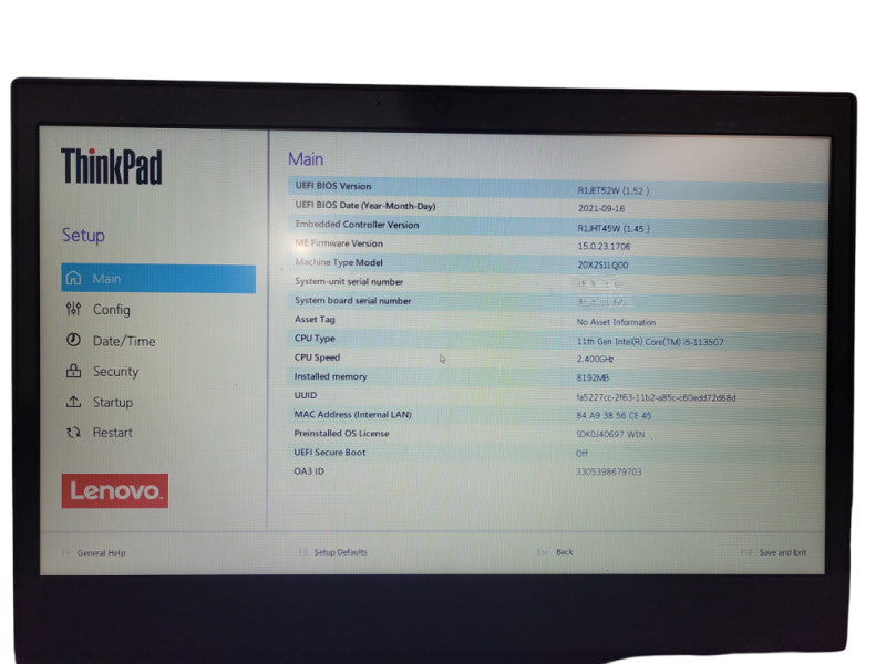 Lenovo ThinkPad L14 G2 Core i5-1135G7@2.4GHz 8GB RAM 256GB Nvme ! Lap200