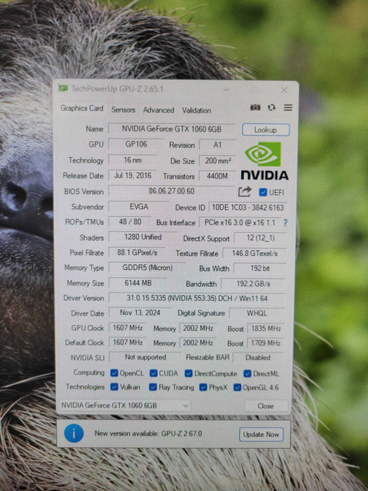 EVGA Geforce GTX 1060 6GB GDDR5 Q!