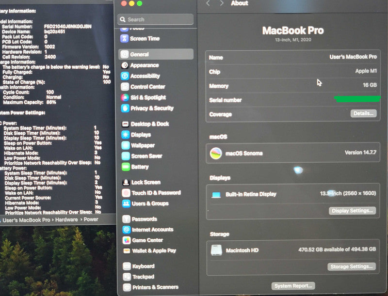 Apple MacBook Pro 13" 2020, A2338 M1 16GB RAM 500GB SSD No Adapter β