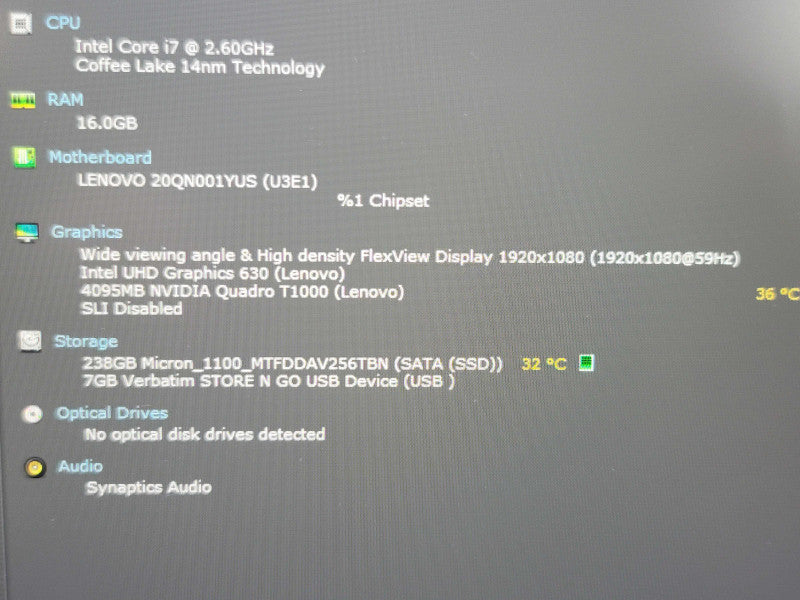 Lenovo ThinkPad P53 i7-9750H 16GB DDR4 Quadro T1000 256GB SSD  β Lap200