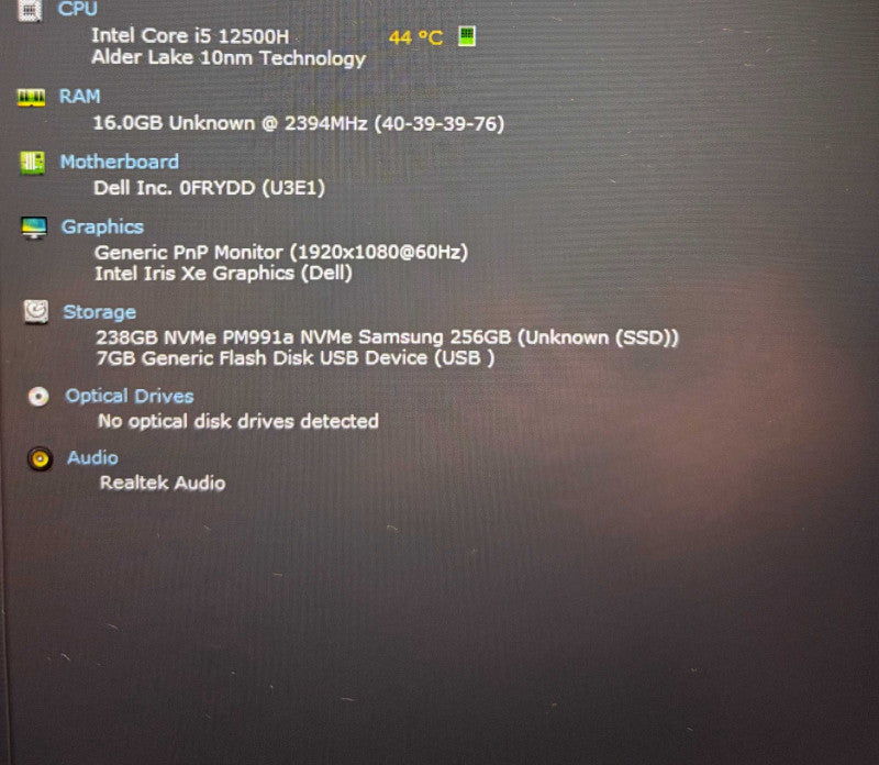 Dell Latitude 5531 TOUCH Core i5-12500H@1.7GHz 16GB RAM 256GB SSD  Lap200