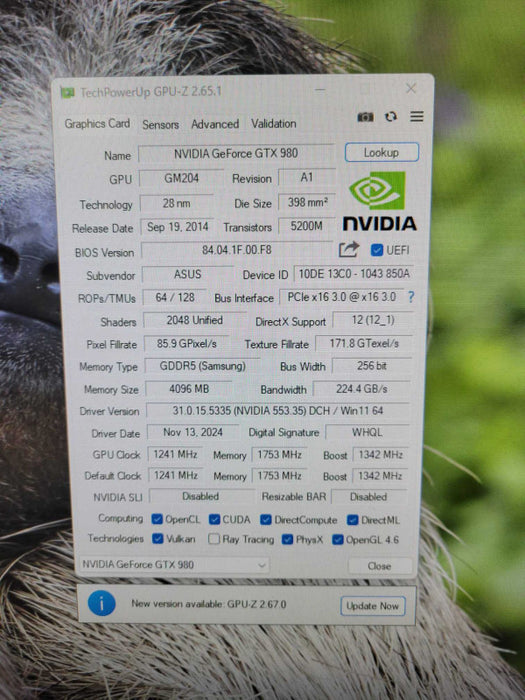 NVIDIA ASUS ROG GeForce GTX 980 4GB GDDR5 Graphics Video Card Q!