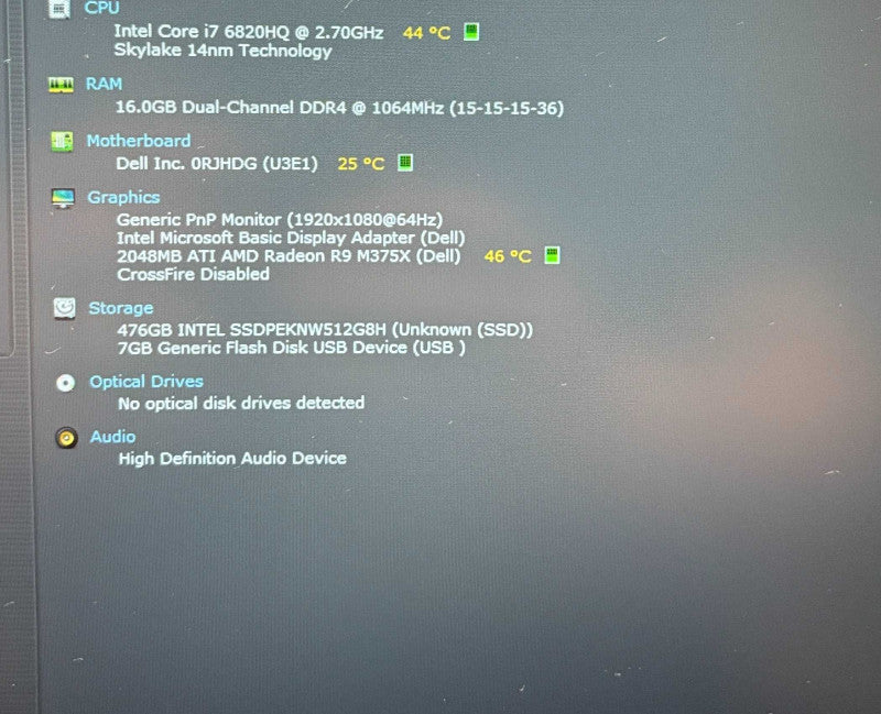 Dell Precision 7510 6820HQ Radeon R9 M375X 2GB GPU 16GB RAM 512SSD READ  Lap200
