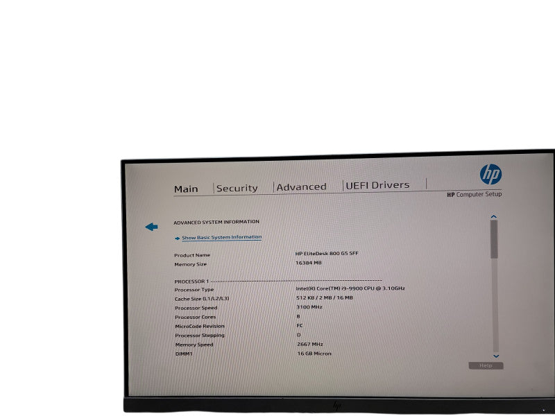 HP EliteDesk 800 G5 SFF i9 - 9900 @ 3.10GHz 16GB DDR4 Ram θ