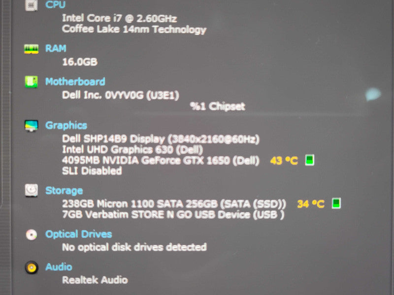 Dell XPS 15 7590 i7-9750H 16GB RAM GTX 1650 256GB SSD 4K READ  β Lap200
