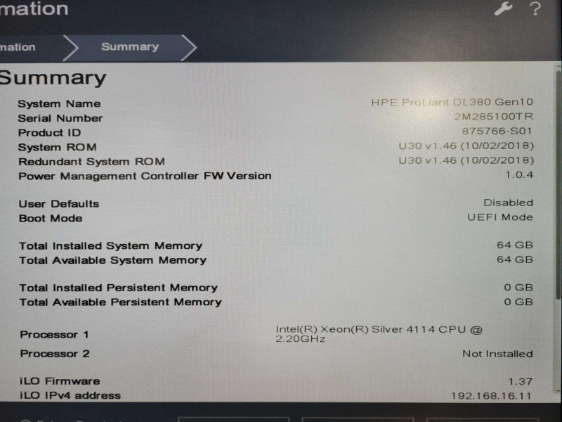 HP ProLiant DL380 G10 2U Silver 4114 64GB DDR4 P408i-a SR  2x 800W PSU 2.5" !