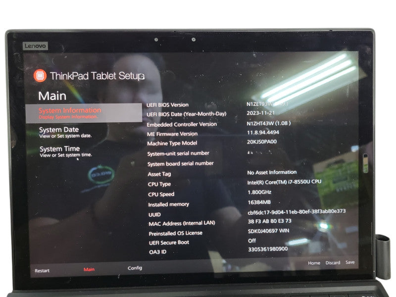 ThinkPad X1 Tablet 3rd Gen 13" Tablet i7-8550U 16G RAM 256GB SSD !