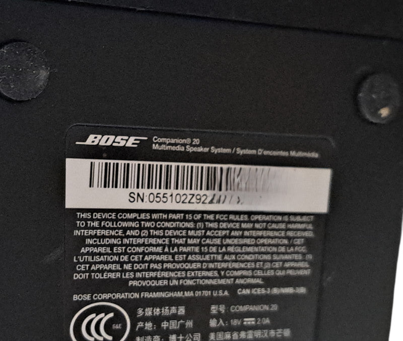 Bose Companion 20 Multimedia Speaker System |  SEE