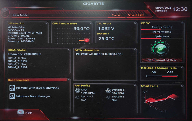 Custom PC, GIGABYTE H270M-D3H, i5-7500 3.40GHz, 16GB DDR4, 1TB HDD, GTX 970
