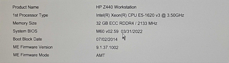 HP Z440 Workstation - Xeon E5-1620 v3 @ 3.5GHz, 32GB RDDR4, NO HDD/GPU