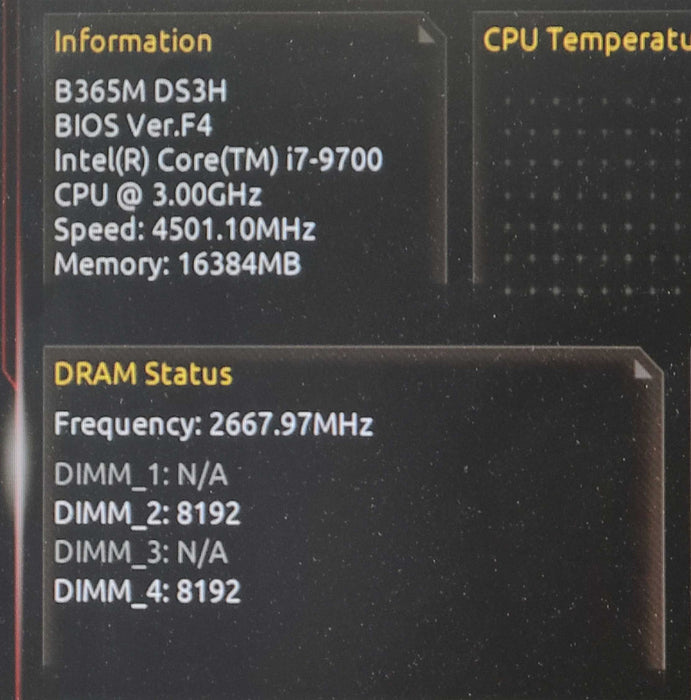 Gigabyte B365M DS3H Motherboard W/ Core i7-9700 @ 3.00GHz & 16GB DDR4