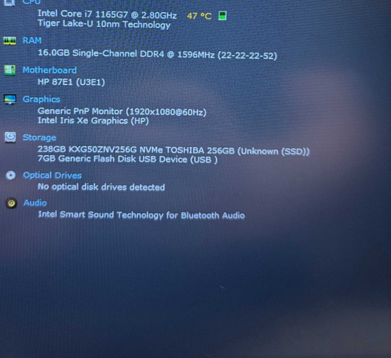 HP ProBook 450 G8 Core i7-1165G7@2.8GHz 16GB RAM 256GB SSD READ  Lap200