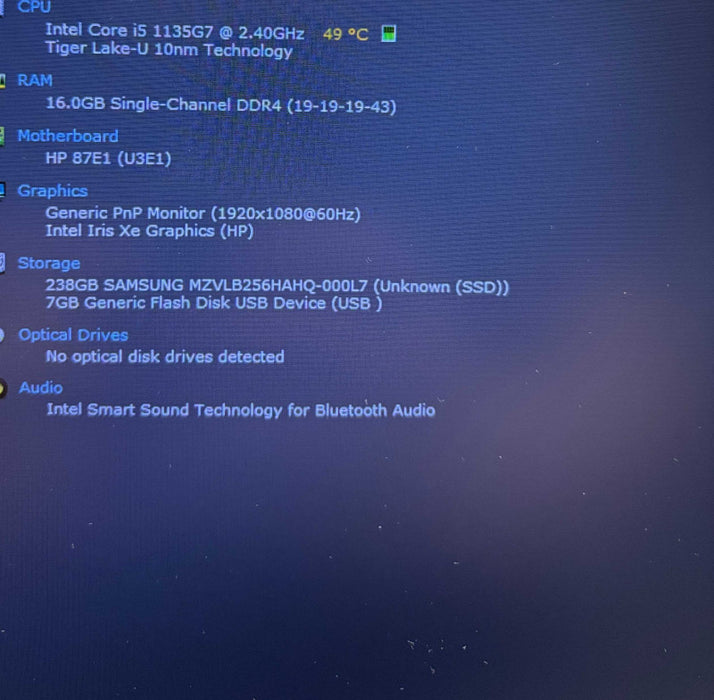 HP ProBook 450 G8 Core i5-1135G7@2.4GHz 16GB RAM 256GB SSD  Lap200