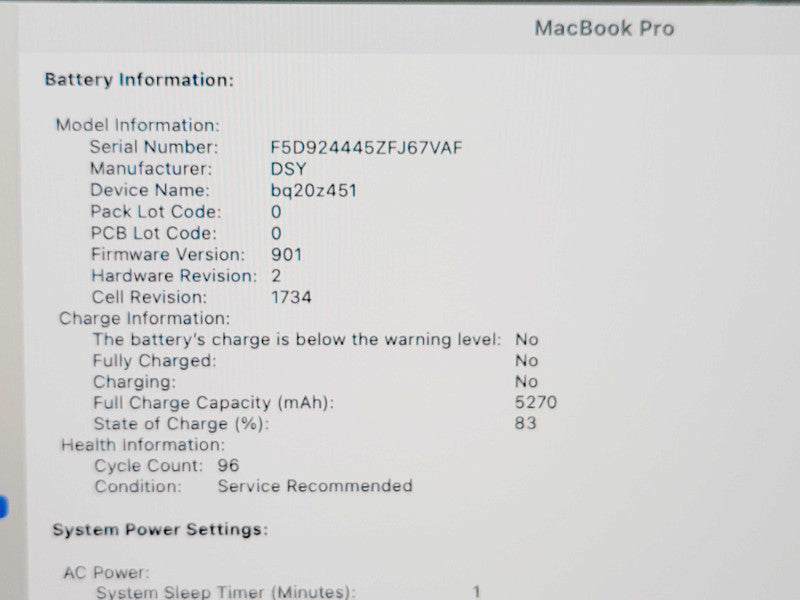Apple Macbook Pro 2019 15" 6-Core i7-9750H @ 2.6GHz 32GB DDR4 500GB SSD