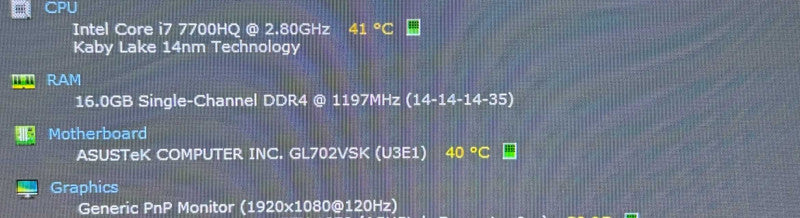 Asus STRIX GL702V i7-7700HQ GTX1070 8GB GPU 16GB RAM 256GB SSD READ!  Lap200