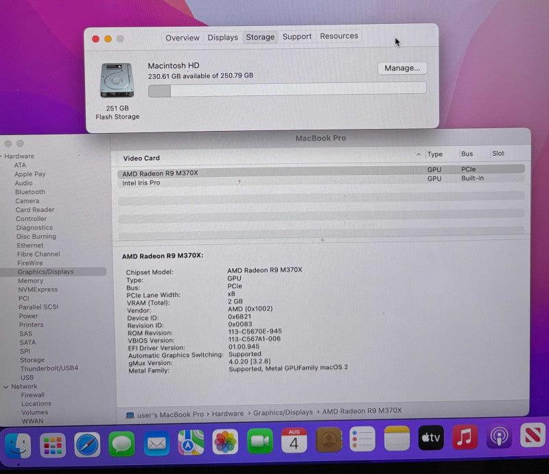 Apple MacBook Pro 15 Mid 2015 i7-4870HQ Radeon R9 M370X 2GB GPU 16GB 256SSD